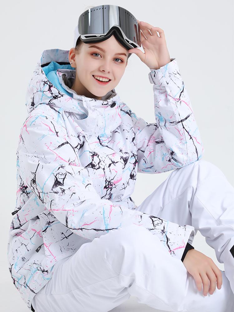 Women's 5K Waterproof Windproof Insulated Ski Snowboard Jacket - Vibrant Metropolis Design