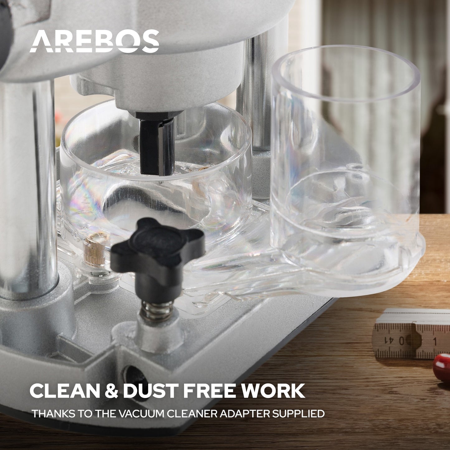 AREBOS 1200W Electric Router with 12 Cutters and Carrying Case