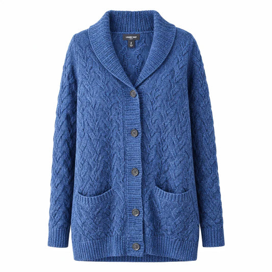 Lands' End Montana Cardigan Sweater with Cable Knit - Gomix Brands Outlet