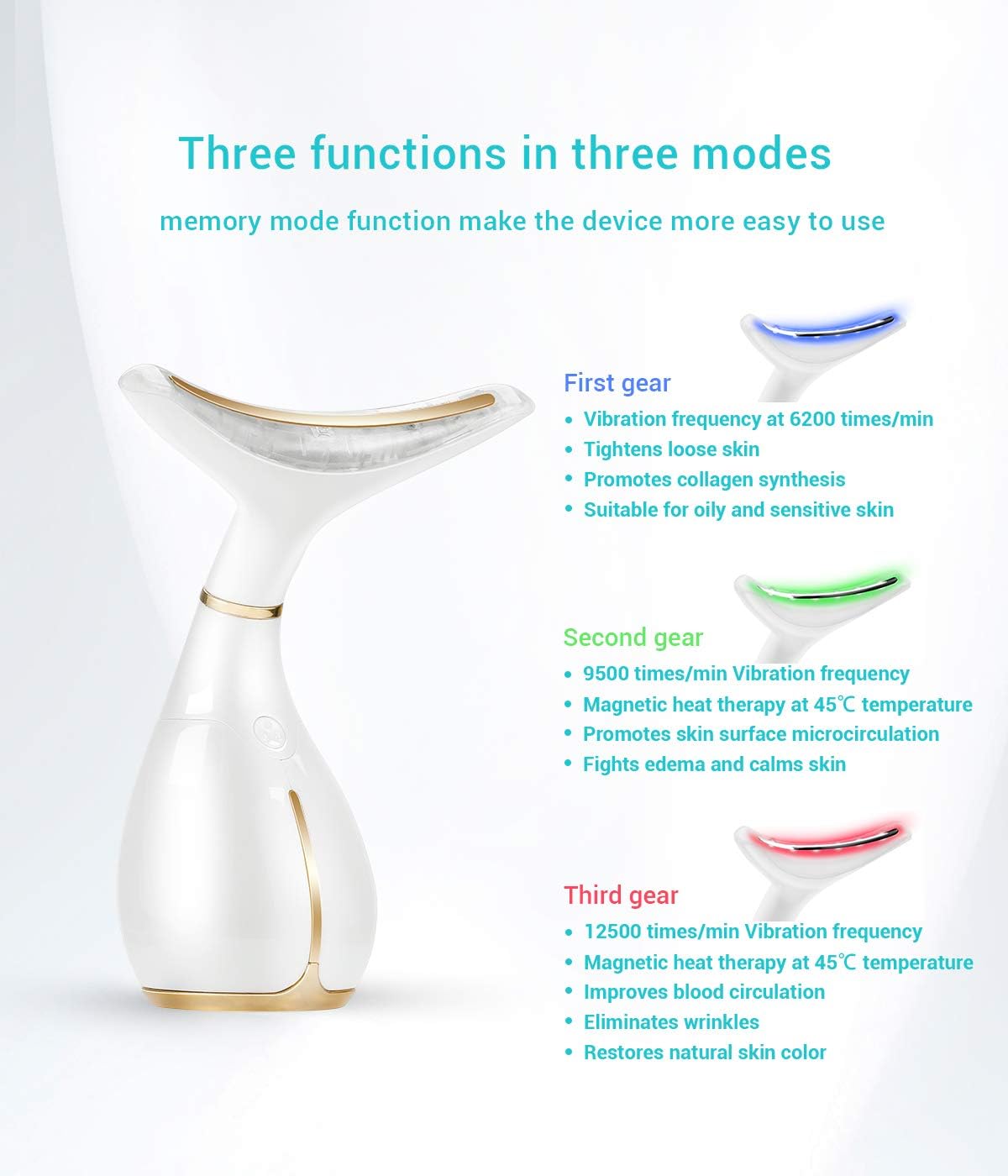 Ms.W Facial Lifting Massager 3‑Mode Rechargeable Anti‑Wrinkle Device
