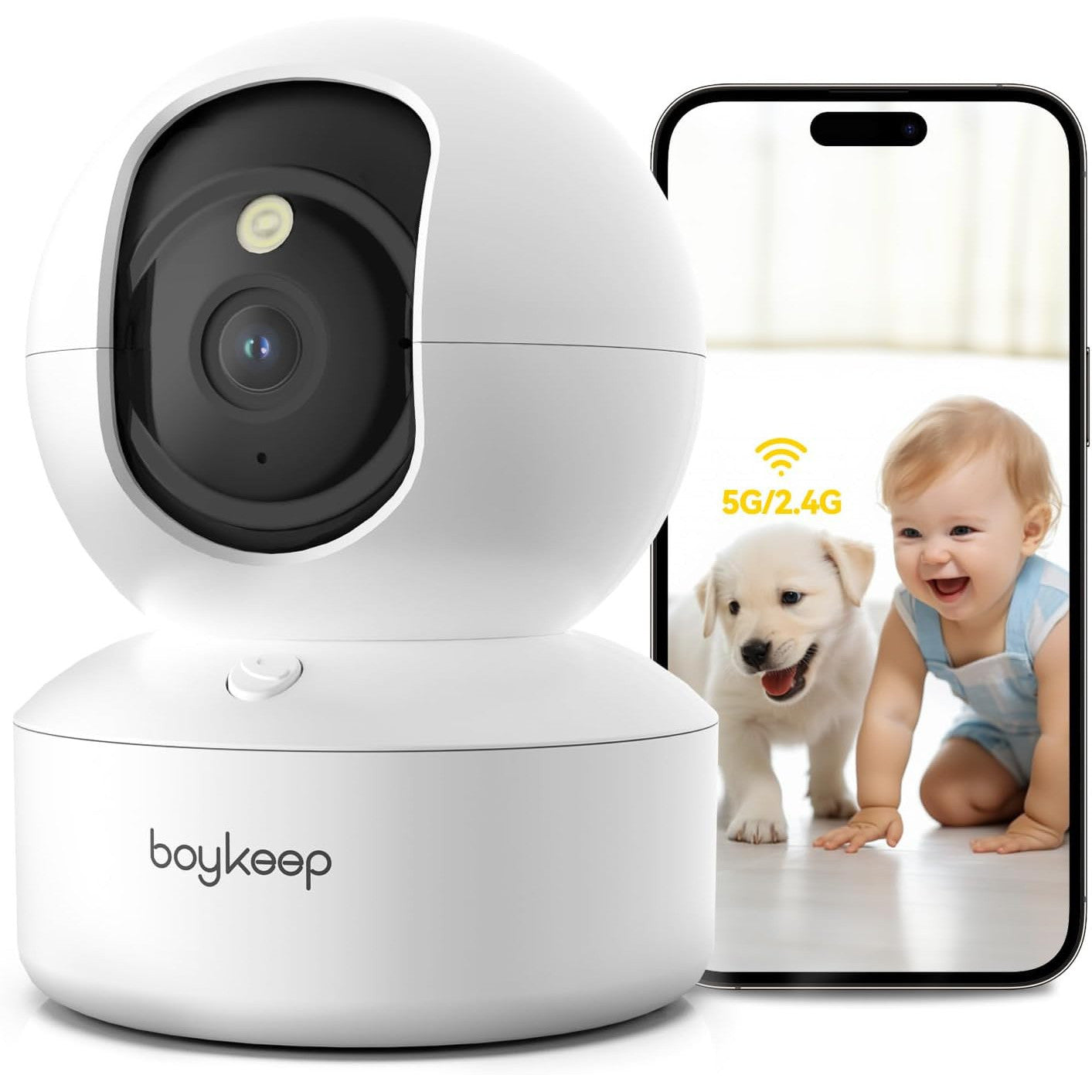 BoyKeep 2K Indoor Pet Camera, 360° Pan Tilt, Night Vision