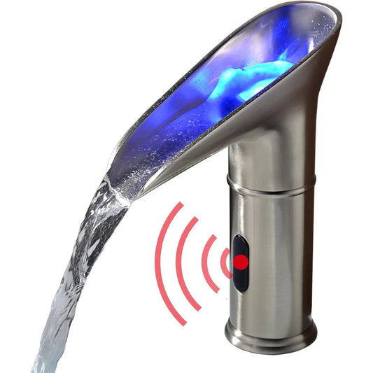Gangang Brushed Nickel Touchless Waterfall Faucet - Hot & Cold - Gomix Brands Outlet