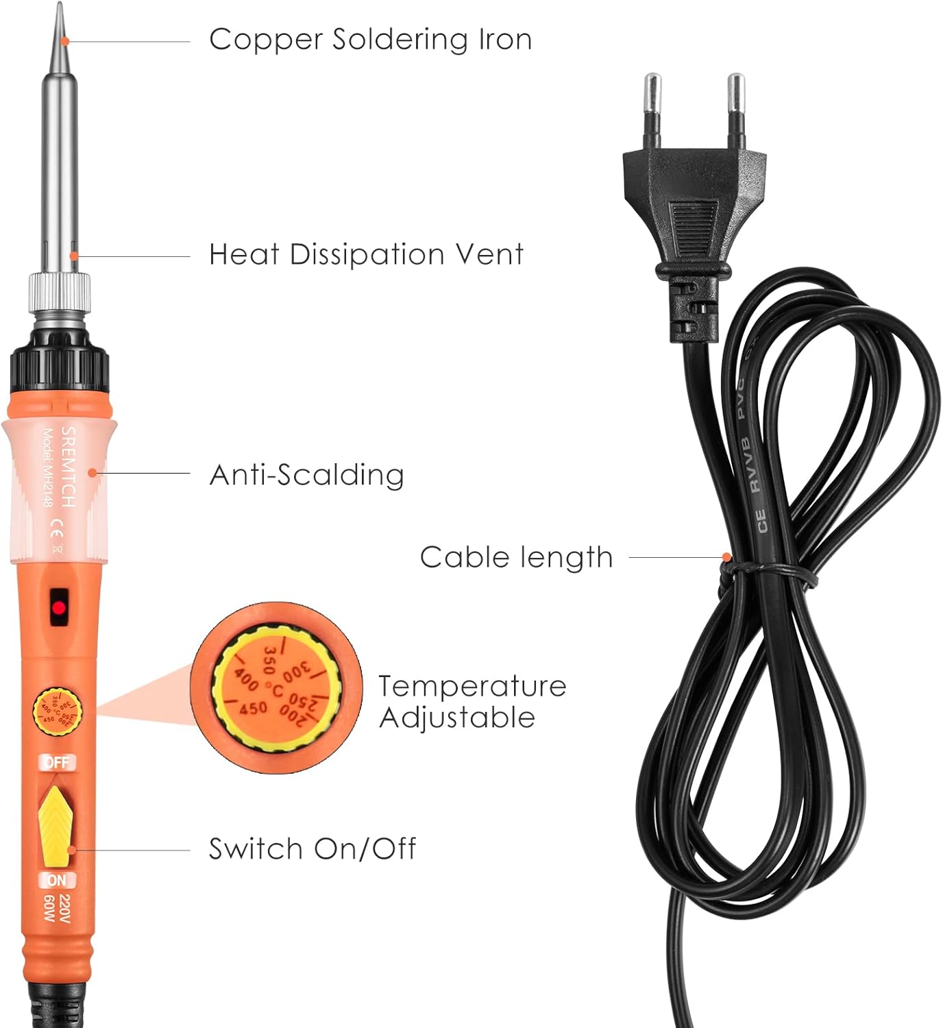 SREMTCH Upgraded Soldering Iron Kit with ON/OFF Switch & Adjustable Temperature