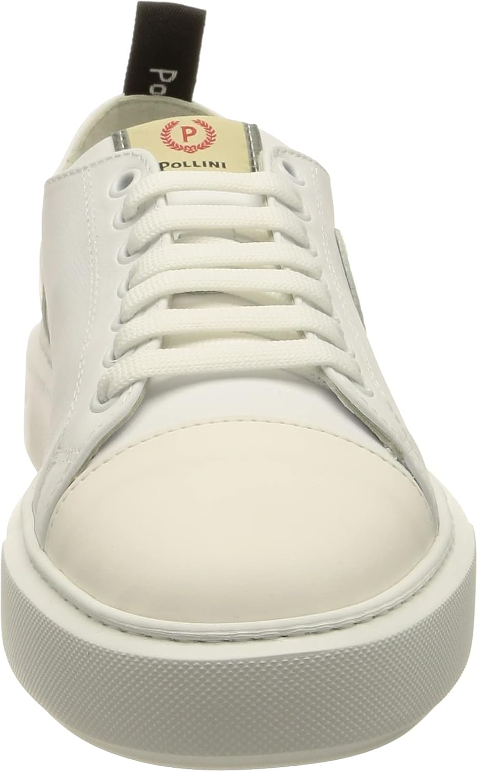 Pollini Men's White Calf Leather Sneaker with Rubber Sole