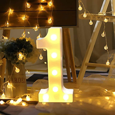 Warm White LED Number Lamp 0-9 Set for Party Decorations