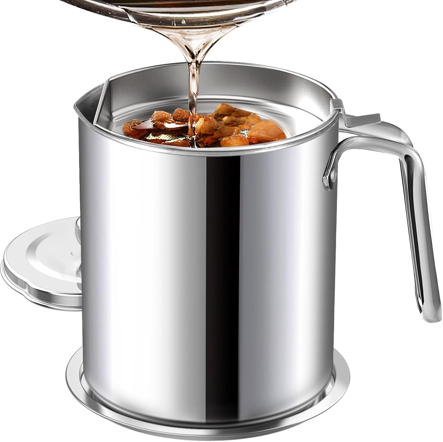 Chihee 2L Stainless Steel Oil Strainer Pot with Fine Mesh and Non‑Slip Base