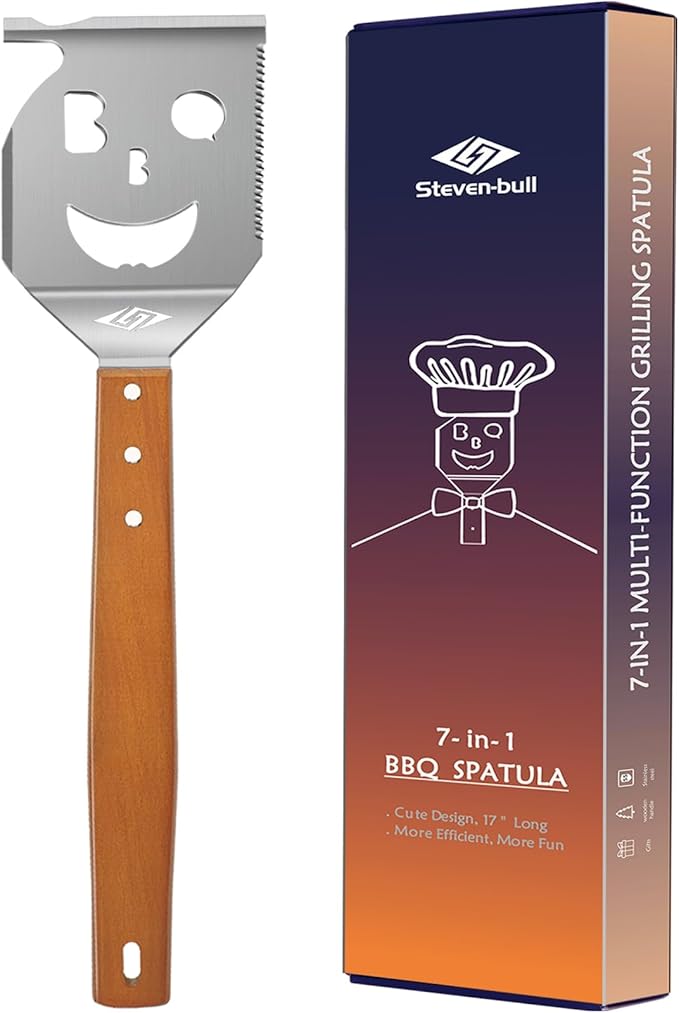 7‑In‑1 17‑Inch Heavy‑Duty BBQ Spatula with Scraper and Bottle Opener