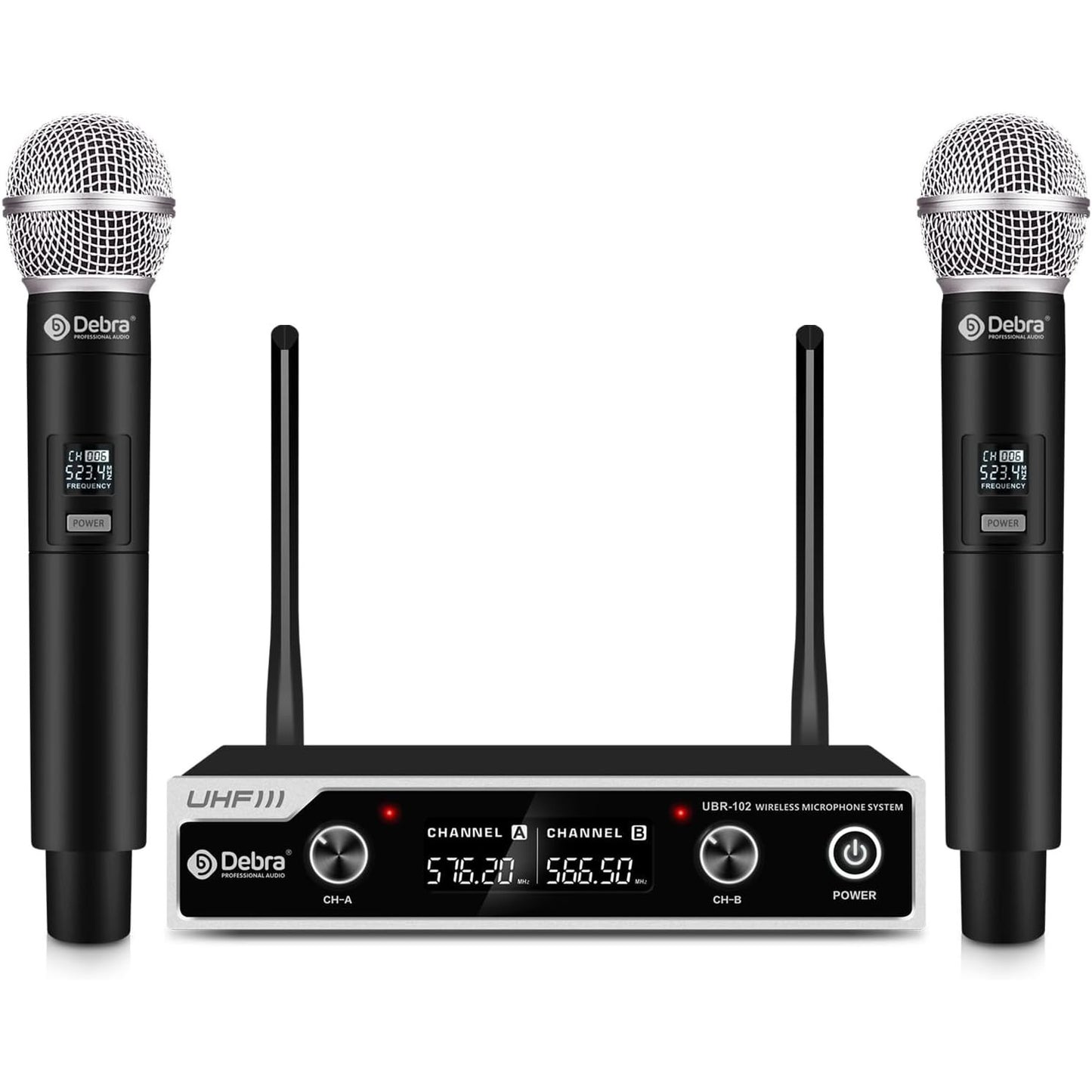 D Debra UHF Wireless Microphone System with Dual Handheld Mics