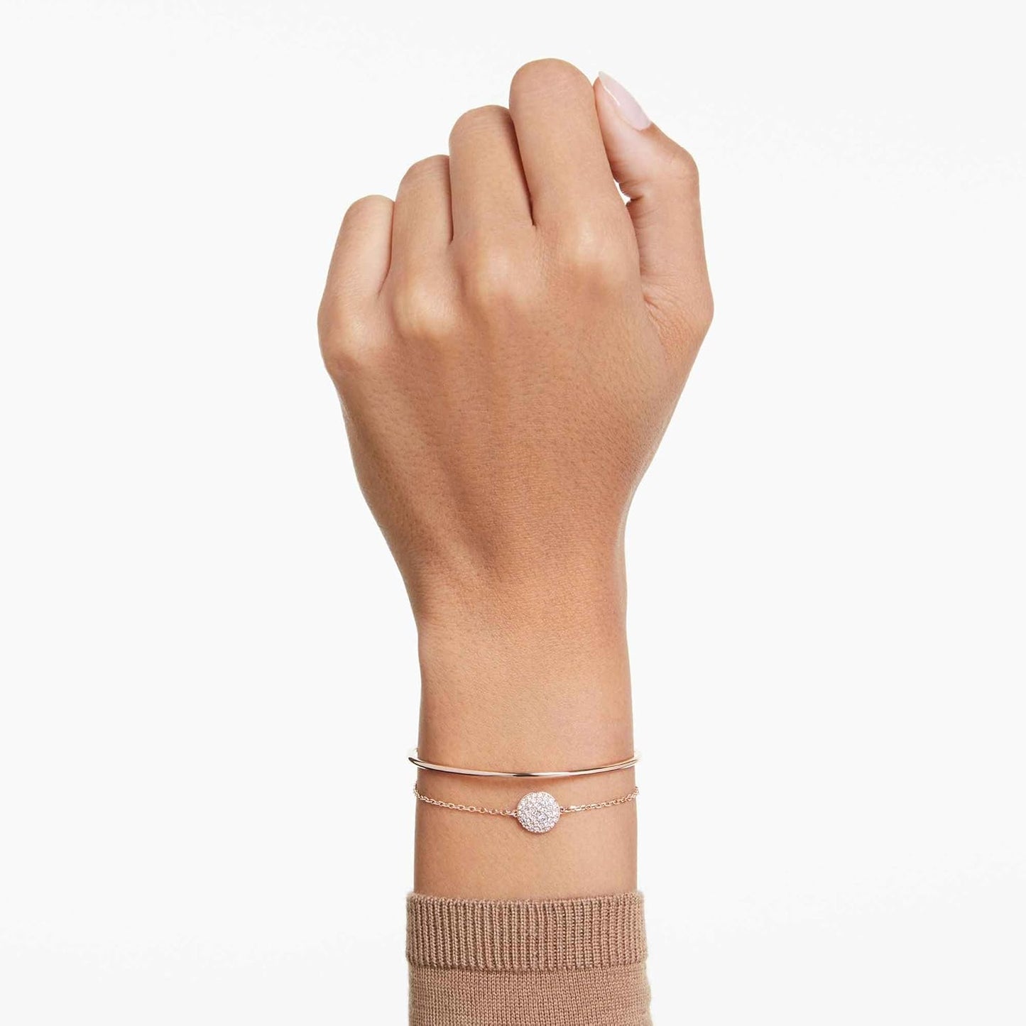 Swarovski Meteora Rose Gold Bangle Bracelet with Crystal Detailing