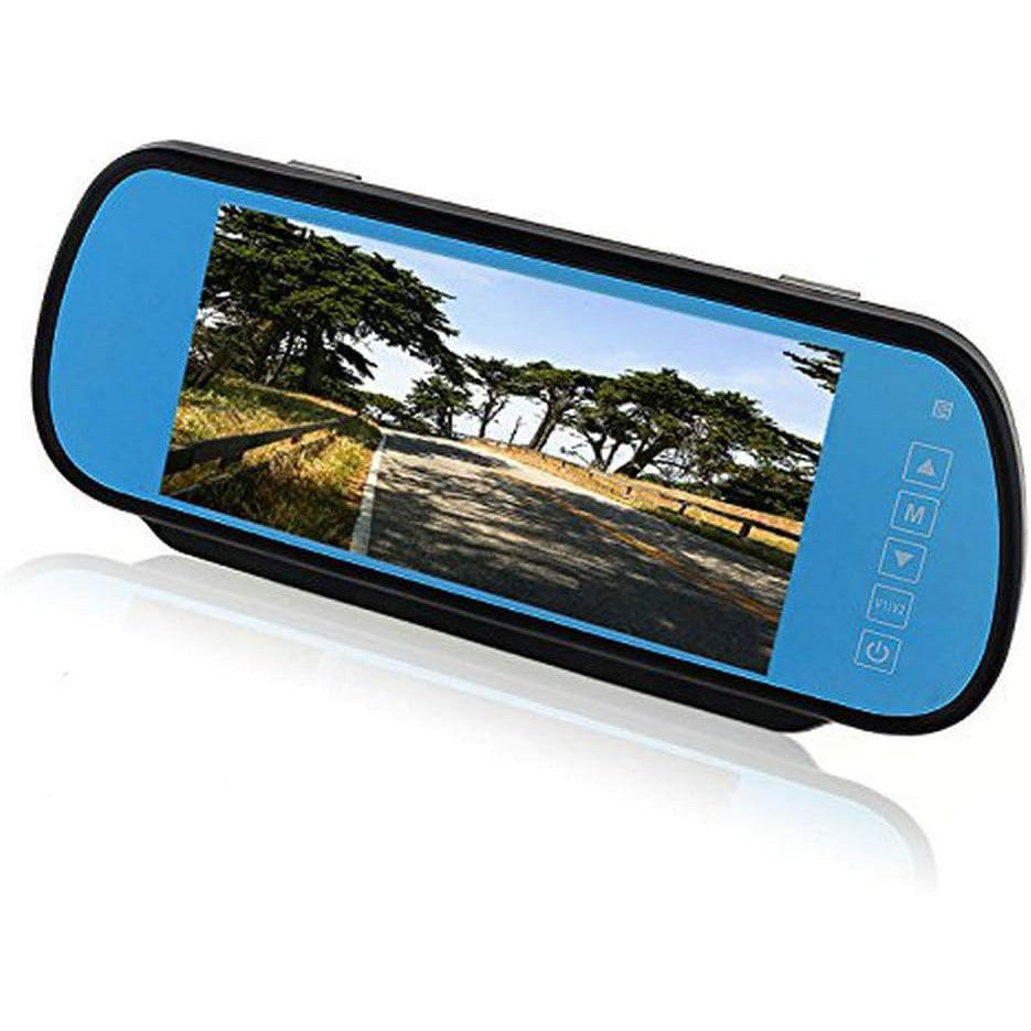 BW 7 Inch 16:9 TFT LCD Widescreen Car Monitor Rear View Mirror with Touch Button, HD 800x480 Resolution, Dual Video Input