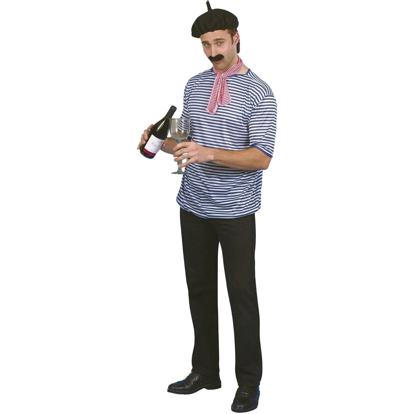 Smiffys French Man Costume Set with T-Shirt, Beret, Scarf, Moustache