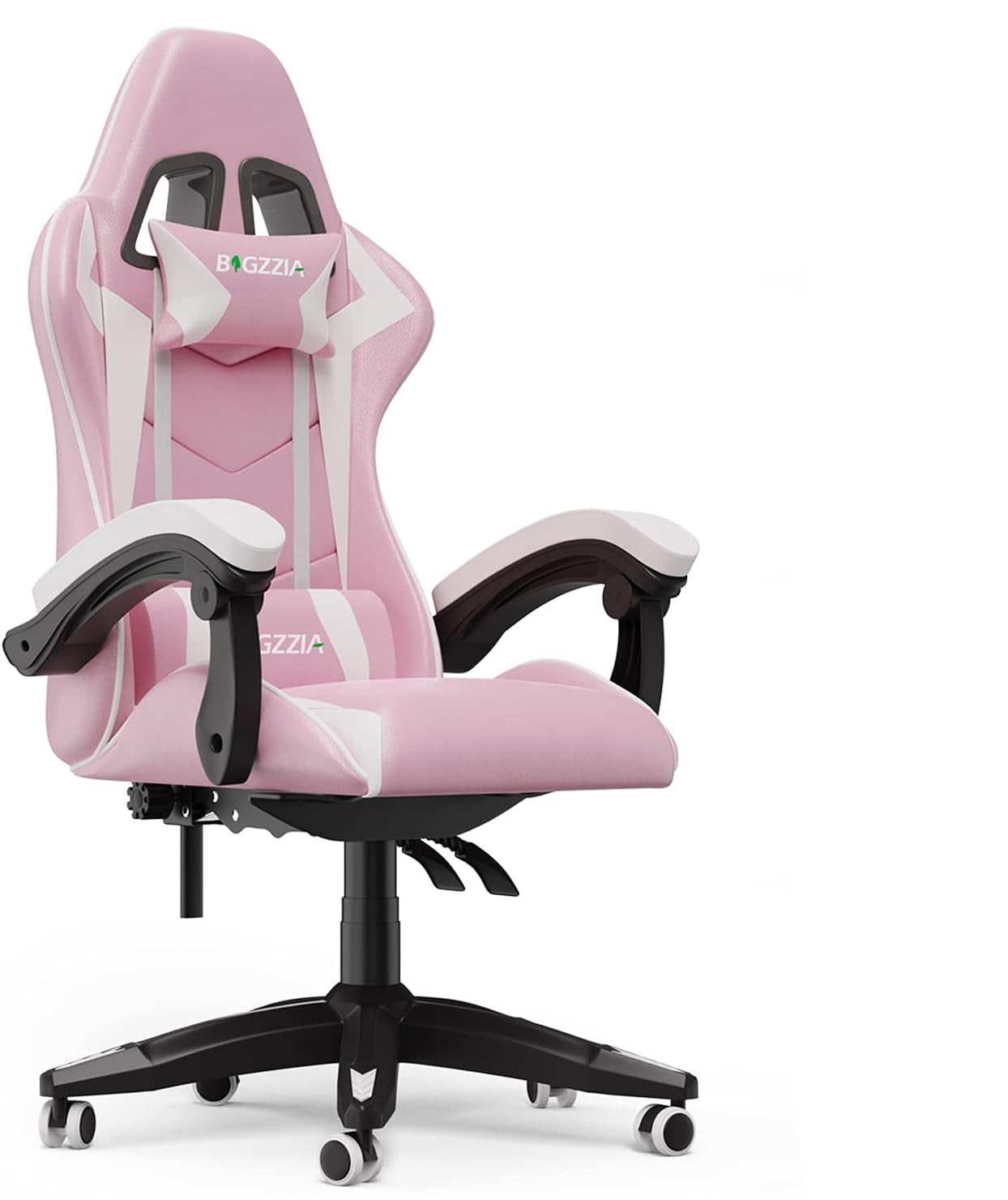 Bigzzia Purple Pink Gaming Chair with Reclining Back Support