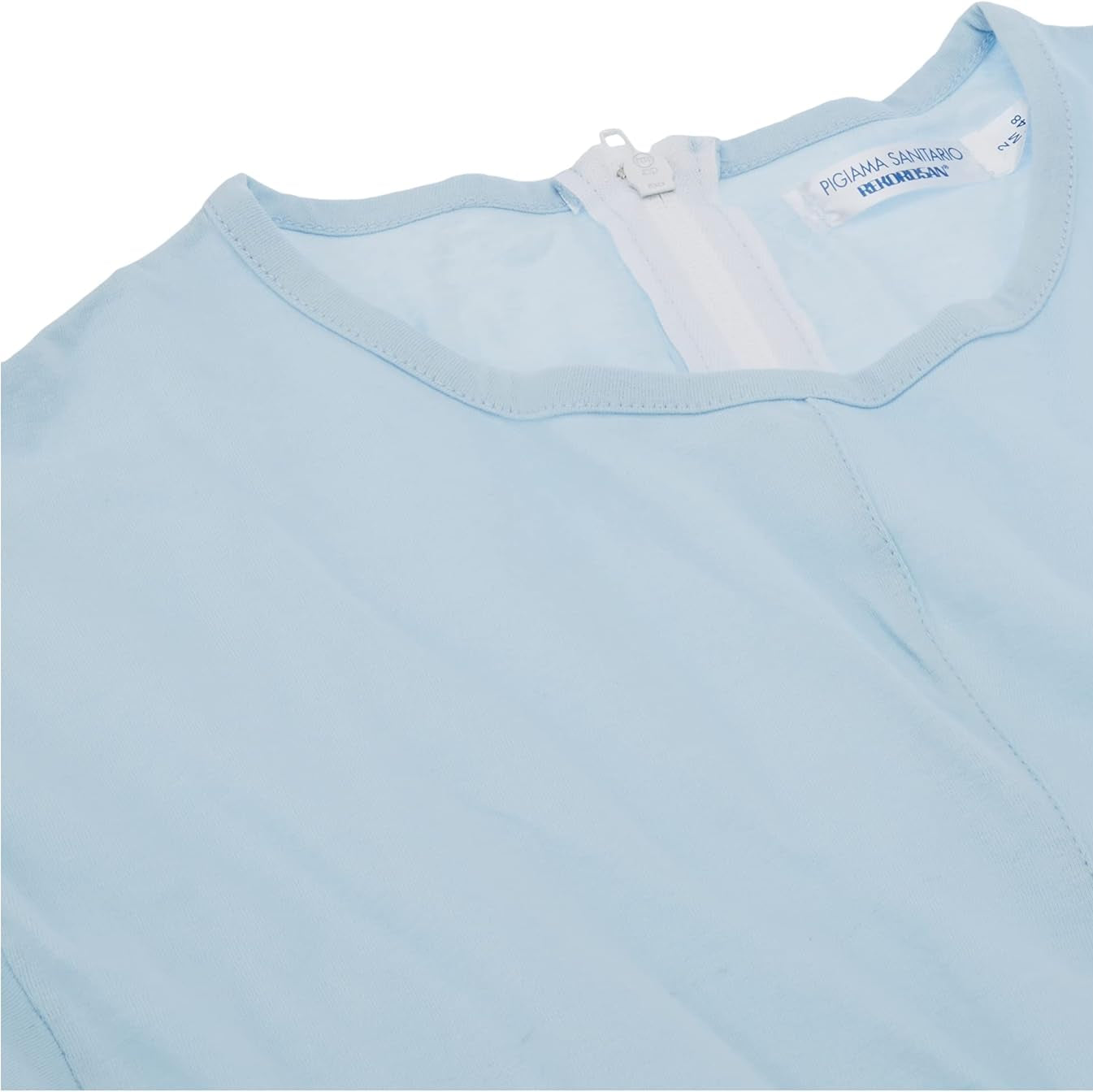 Classic Blue Cotton Zip-Front Geriatric Pajama Set for Men