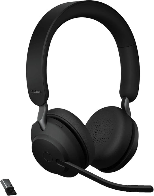 Jabra Evolve2 65 MS Stereo Bluetooth Headset: Superior Noise Cancellation, 37-Hour Battery