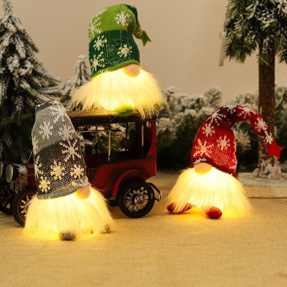 Handcrafted Plush Christmas Elf Ornament with LED Light – Festive Décor