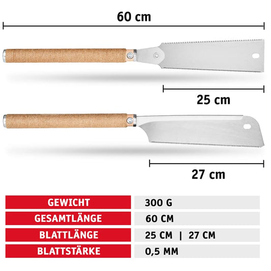 Walter Japanese Pull Saw Set: Dual Ryoba & Dozuki, 10-11 Inch Blades