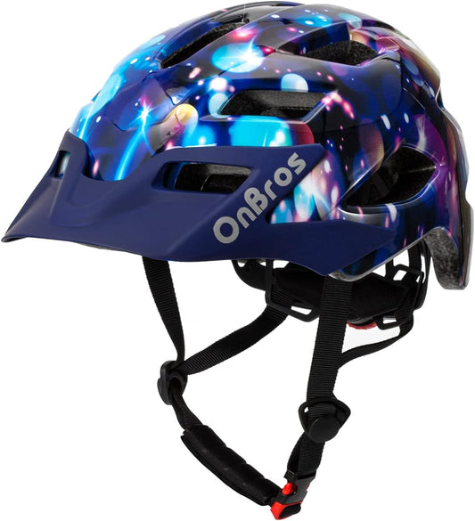 OnBros Star Blue Kids Bike Helmet with Adjustable Visor