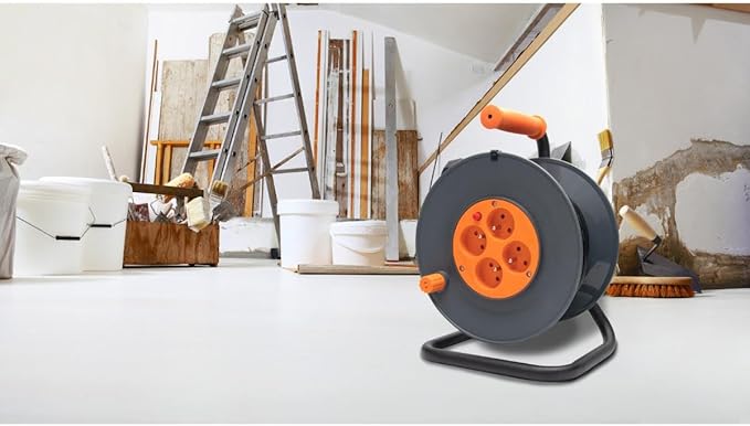 Zenitech - Reel with 4 Sockets HO5VV-F 3G1mm² 25m + Circuit Breaker