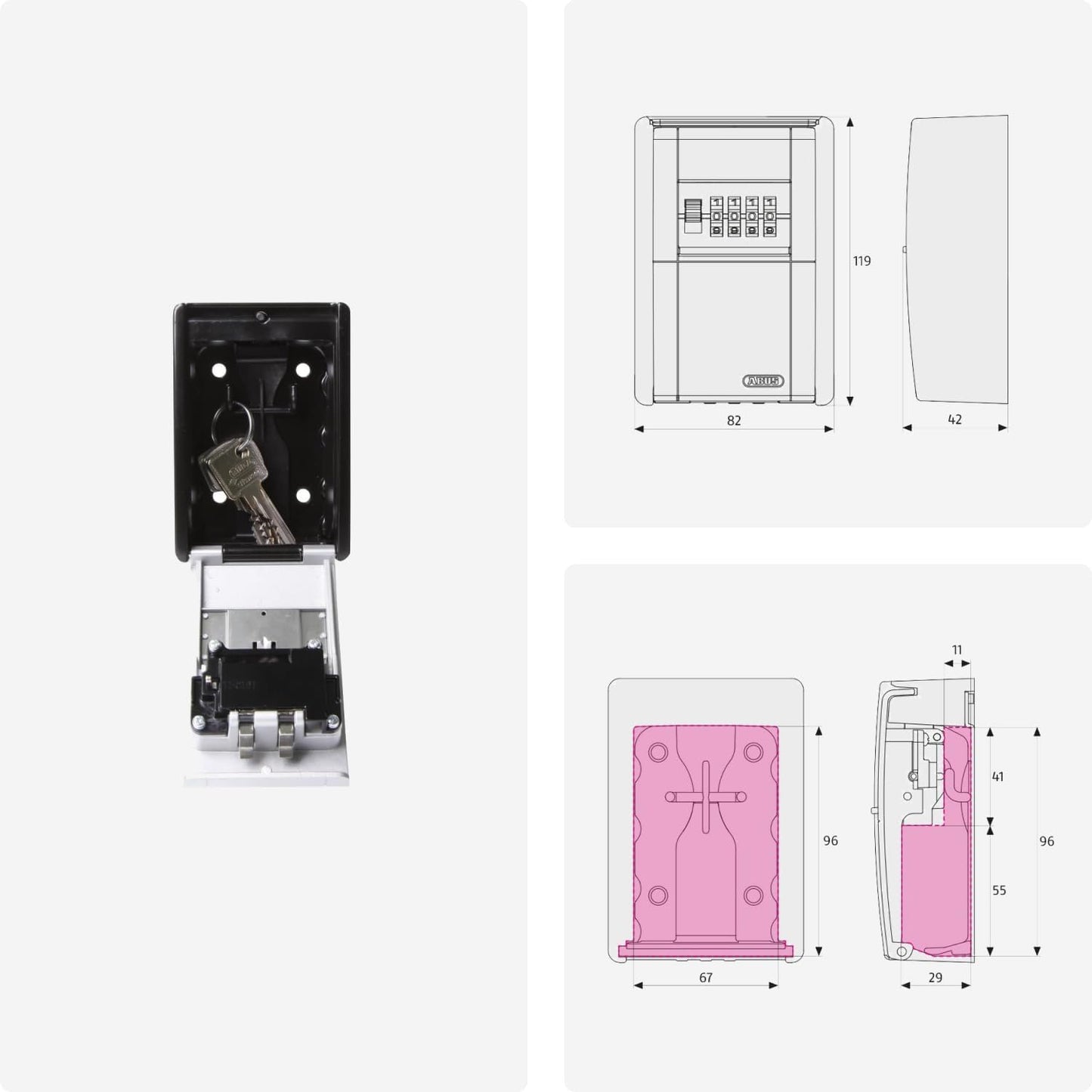 ABUS 787 Key Garage Wall Mount Lock Box for Keys and Small Valuables