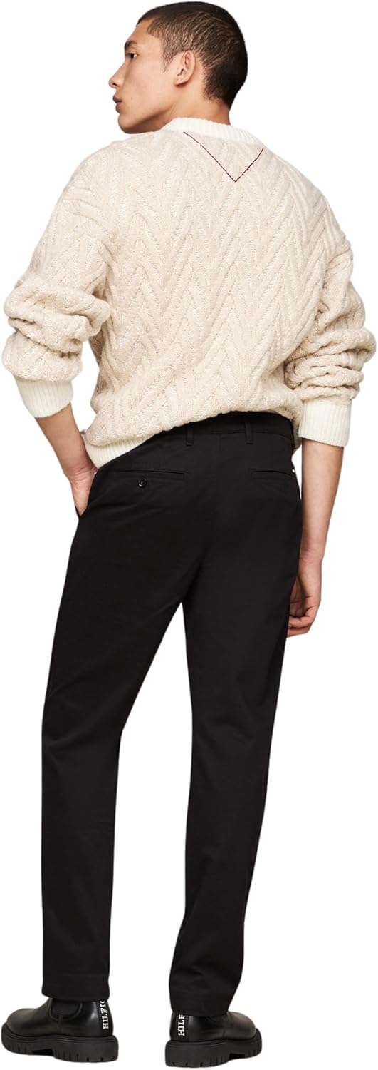 Tommy Hilfiger Men's Satin Chino Pants Black Classic Fit