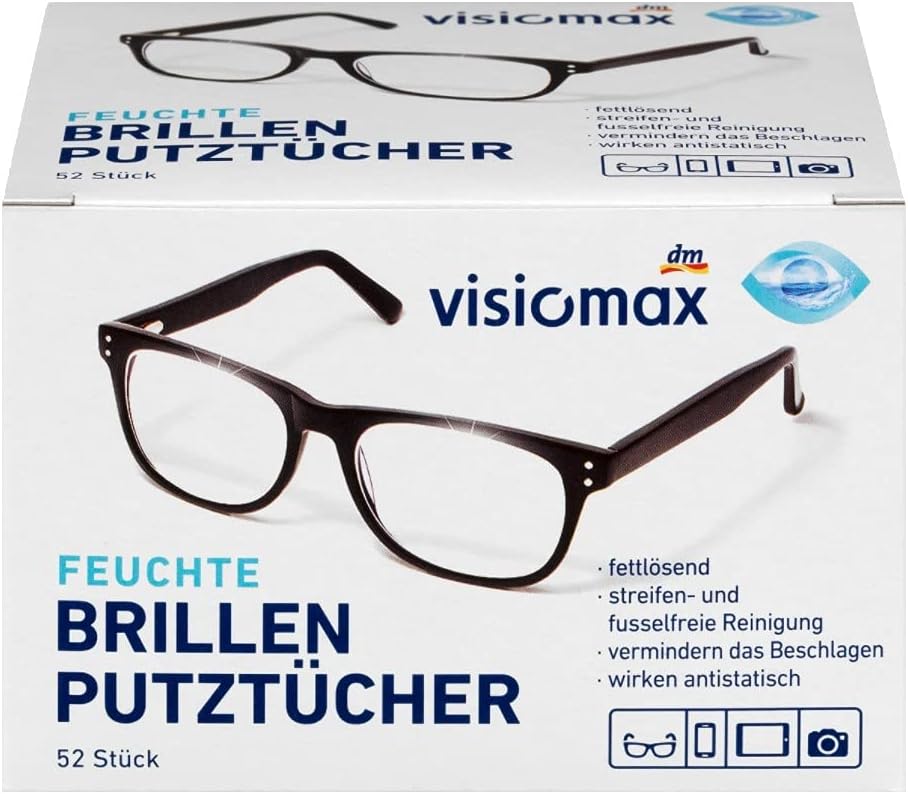 Visiomax Moist Grease‑Dissolving Glasses Cleaning Cloths – 156 Pieces