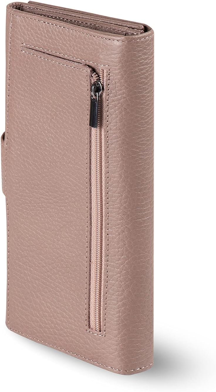 Otto Angelino Genuine Leather Zippered Envelope Wallet with RFID Blocking