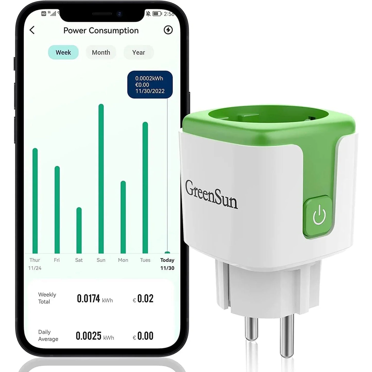 GreenSun WiFi Smart Socket with Energy Monitoring, Alexa Voice Control - Gomix Brands Outlet