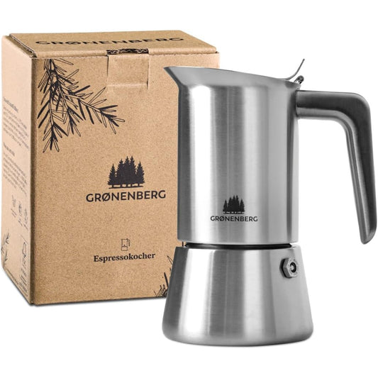 Groenenberg Stainless Steel 6-Cup Moka Pot Espresso Maker – Induction Safe