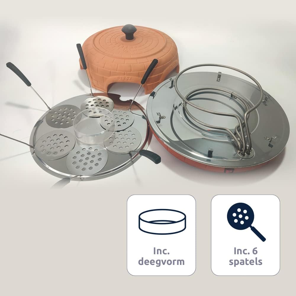 BluMill Electric Pizza Oven with Clay Dome for Even Heat, Spatula, Dough Pan