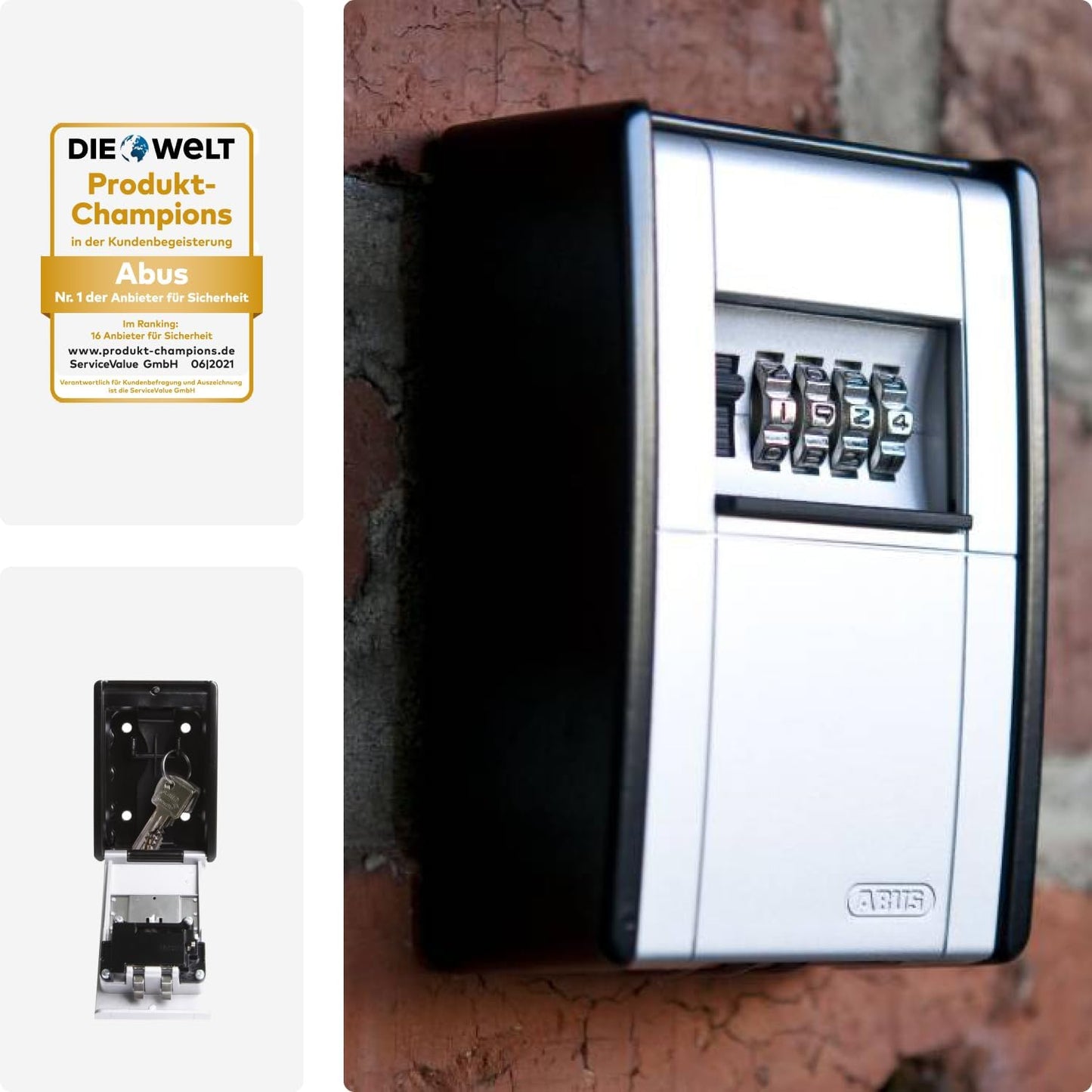 ABUS 787 Key Garage Wall Mount Lock Box for Keys and Small Valuables