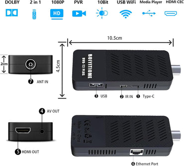 BOIYITIOME DVB-T2 Digital Terrestrial TV Decoder HD 1080P