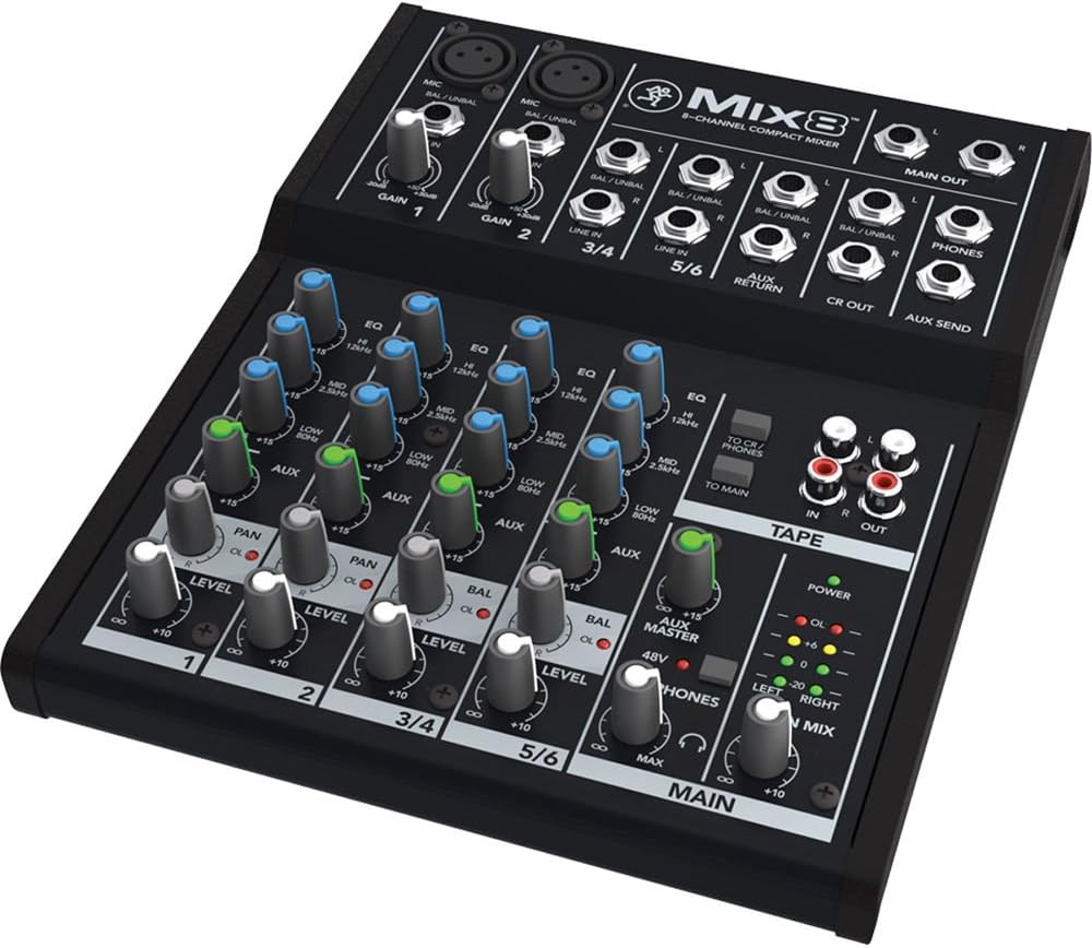 Mackie Mix8 8-Channel Compact Mixer, Black