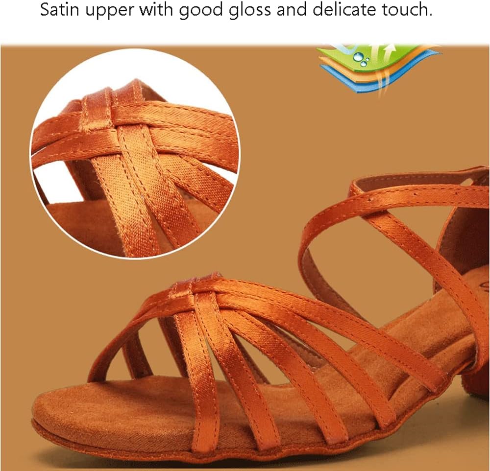 ReadJade Women's Satin Latin Dance Shoes with Adjustable Buckle