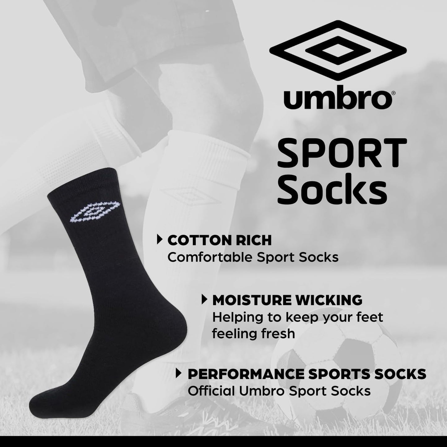 Umbro Men's Performance Ankle Sports Socks - 6 Pair Assorted Pack