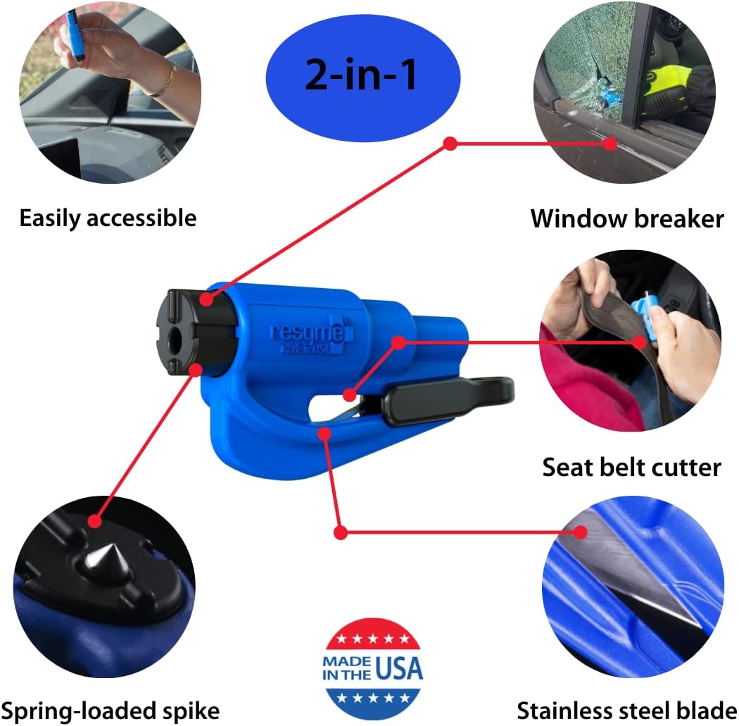 Resqme GBO-RQM-ROT Emergency Keychain Tool: Seatbelt Cutter & Window Breaker