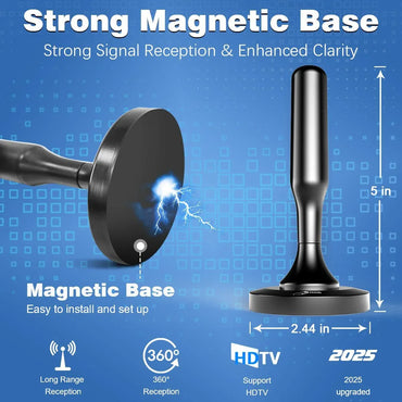 HIDB Indoor Digital TV Antenna with Magnetic Base, 10ft Cable - Gomix Brands Outlet