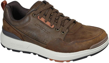 Skechers Rozier Mancer Men's Brown Leather Trainers with Memory Foam - Gomix Brands Outlet