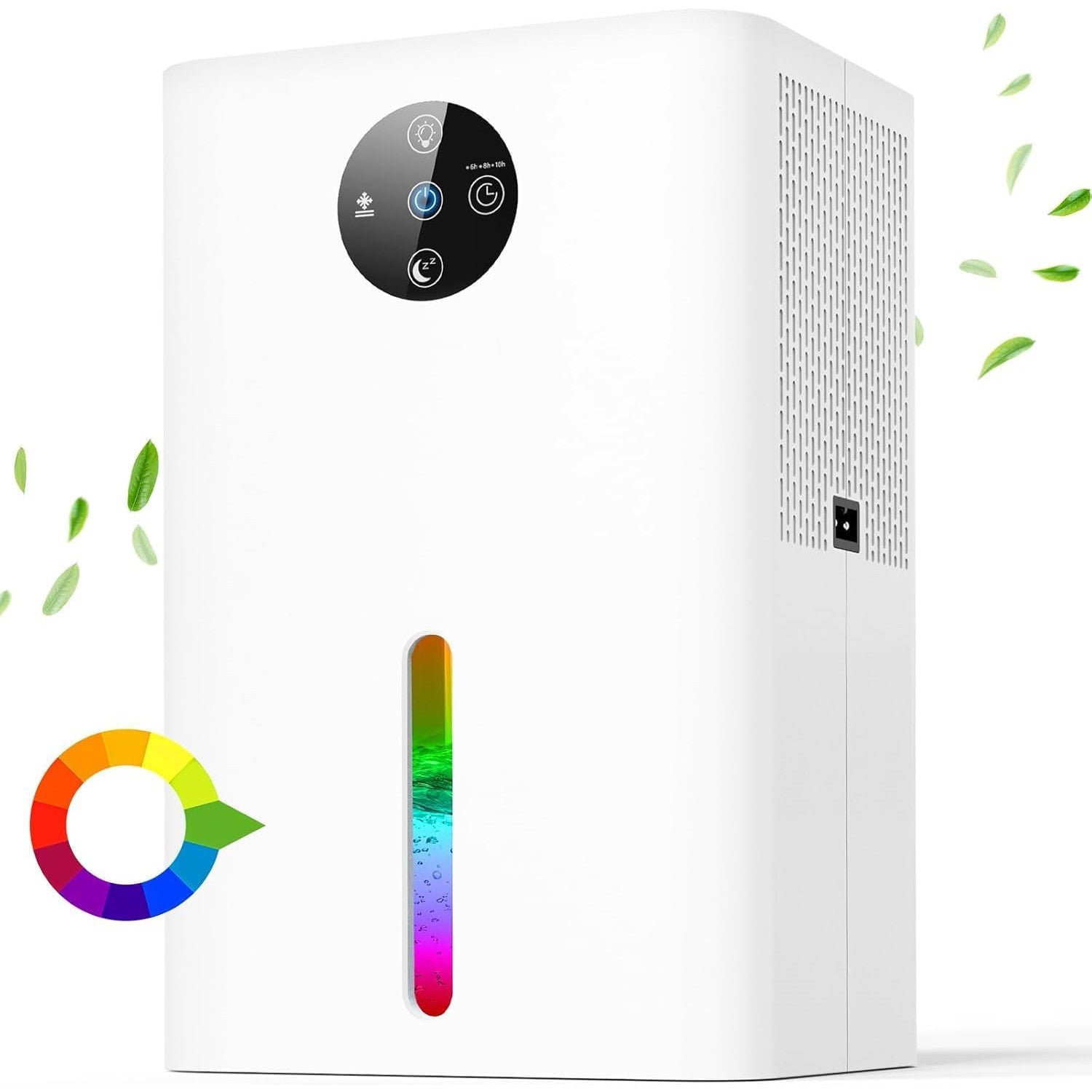 Quiet 63oz Portable Dehumidifier with Auto Shut Off, 7-Color Light