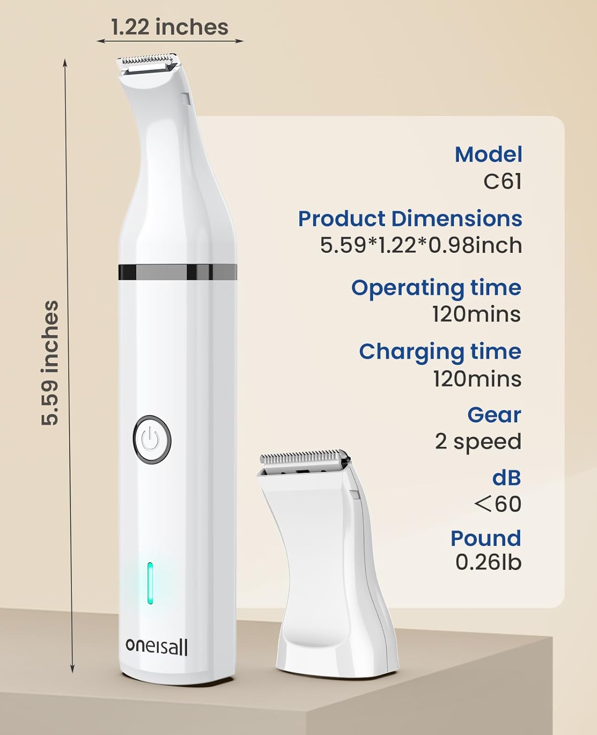 Ultra-Quiet Pet Paw Trimmer with Two Blades for Dogs and Cats