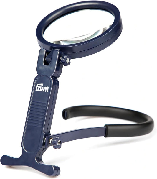 Prym Blue Universal Magnifying Glass with Neck Bracket – 2x & 8x