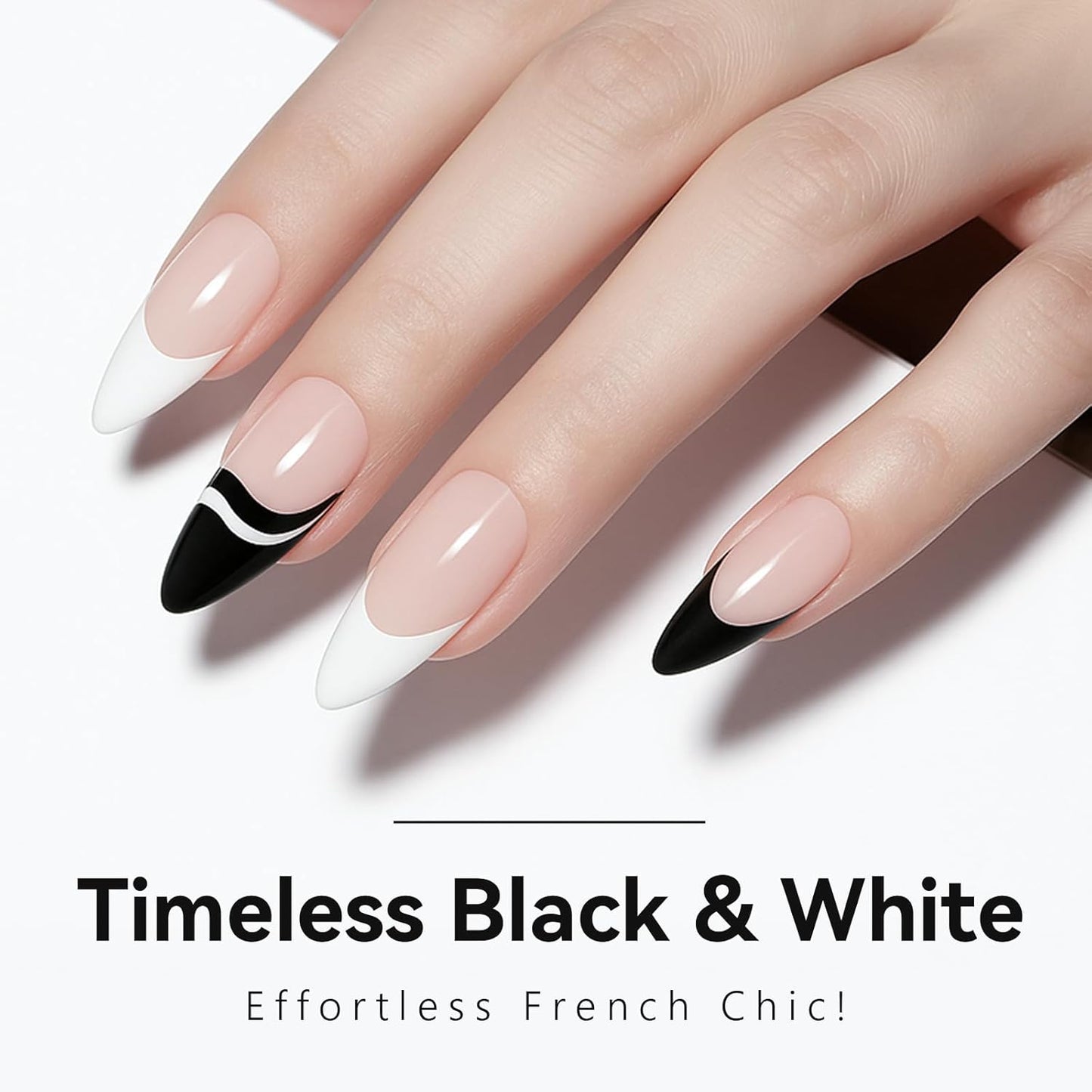 Makartt Pro Gel Nail Liner Set: White & Black, Precision Brush