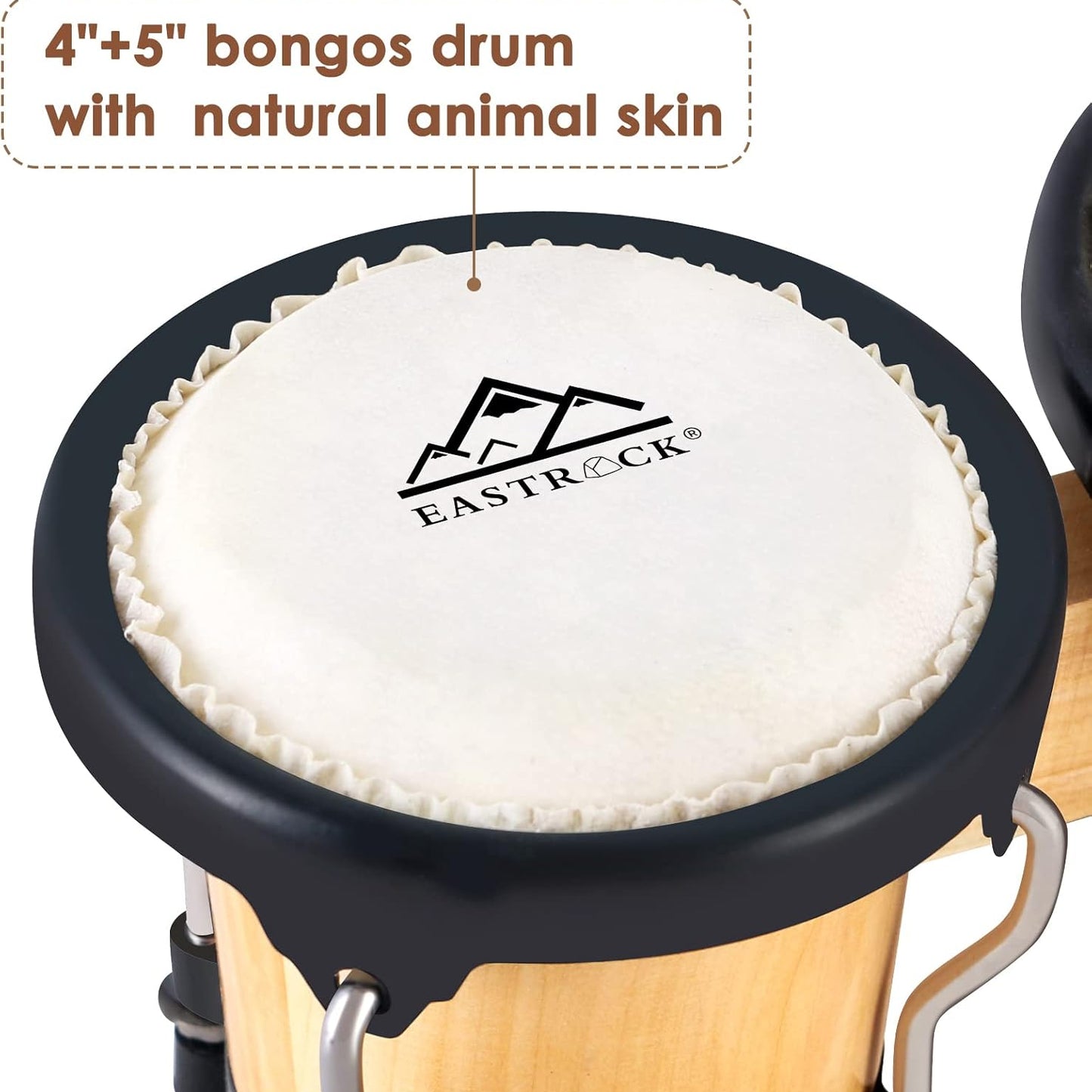 EastRock 4‑inch & 5‑inch Tunable Metal‑Wood Bongo Drum Set