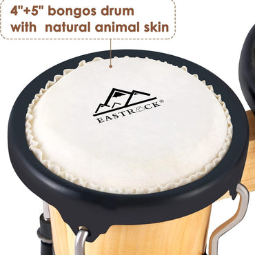EastRock 4‑inch & 5‑inch Tunable Metal‑Wood Bongo Drum Set