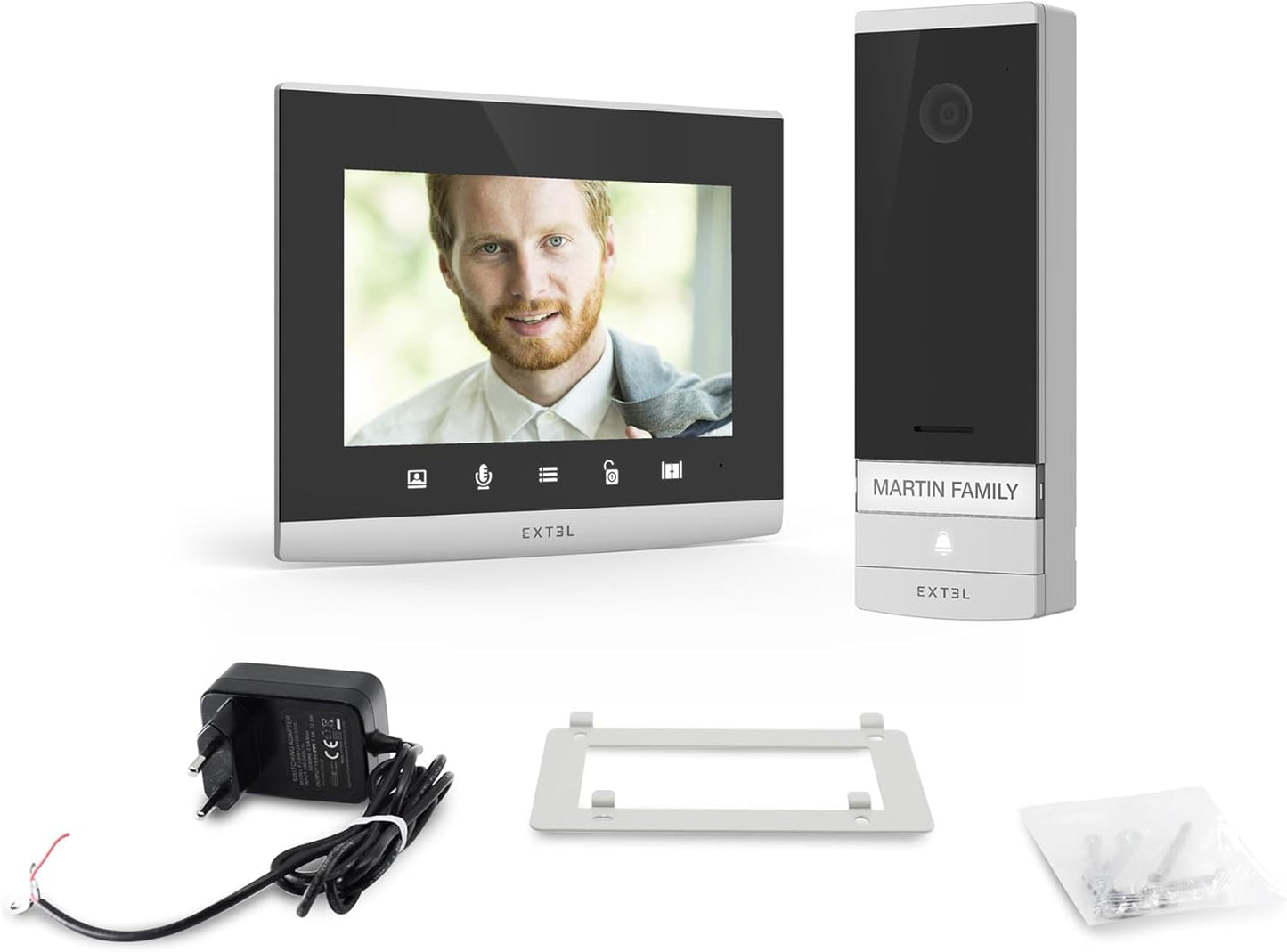 EXTEL Connect 2 Smart Video Door Intercom 7" Touchscreen Monitor with Wi‑Fi, Night Vision, Internal Memory