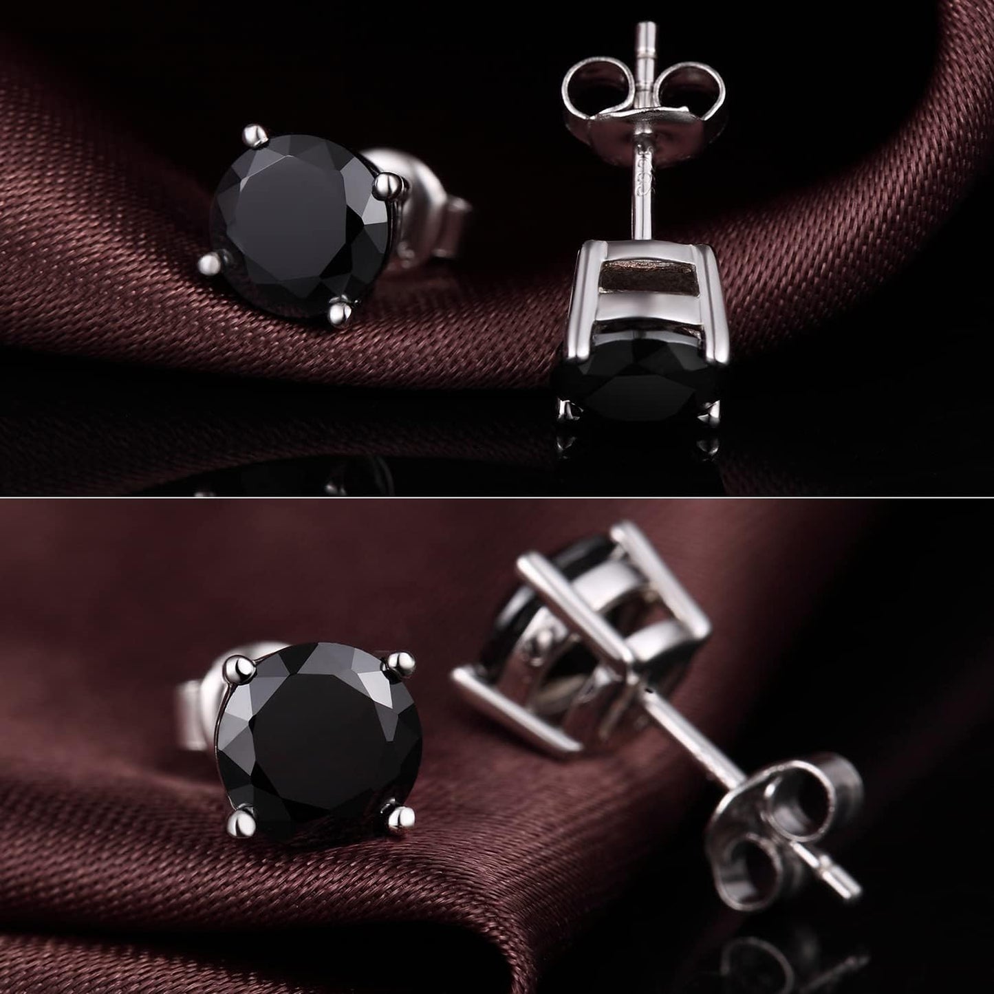 Sparkling CZ Diamond Stud Earrings for Women and Men, Sterling Silver