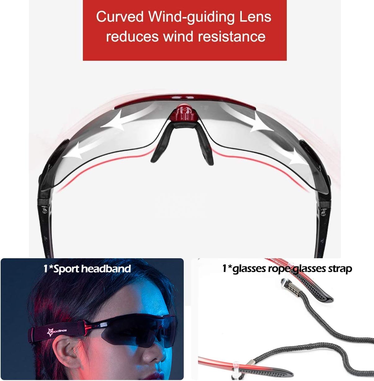 ROCKBROS Men's Polarized Cycling Goggles with 5 Interchangeable UV400 Lenses
