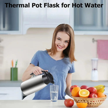 Webao 2 Liter Stainless Steel Thermos Kettle – Quick‑Tip Leak‑Proof Silver - Gomix Brands Outlet