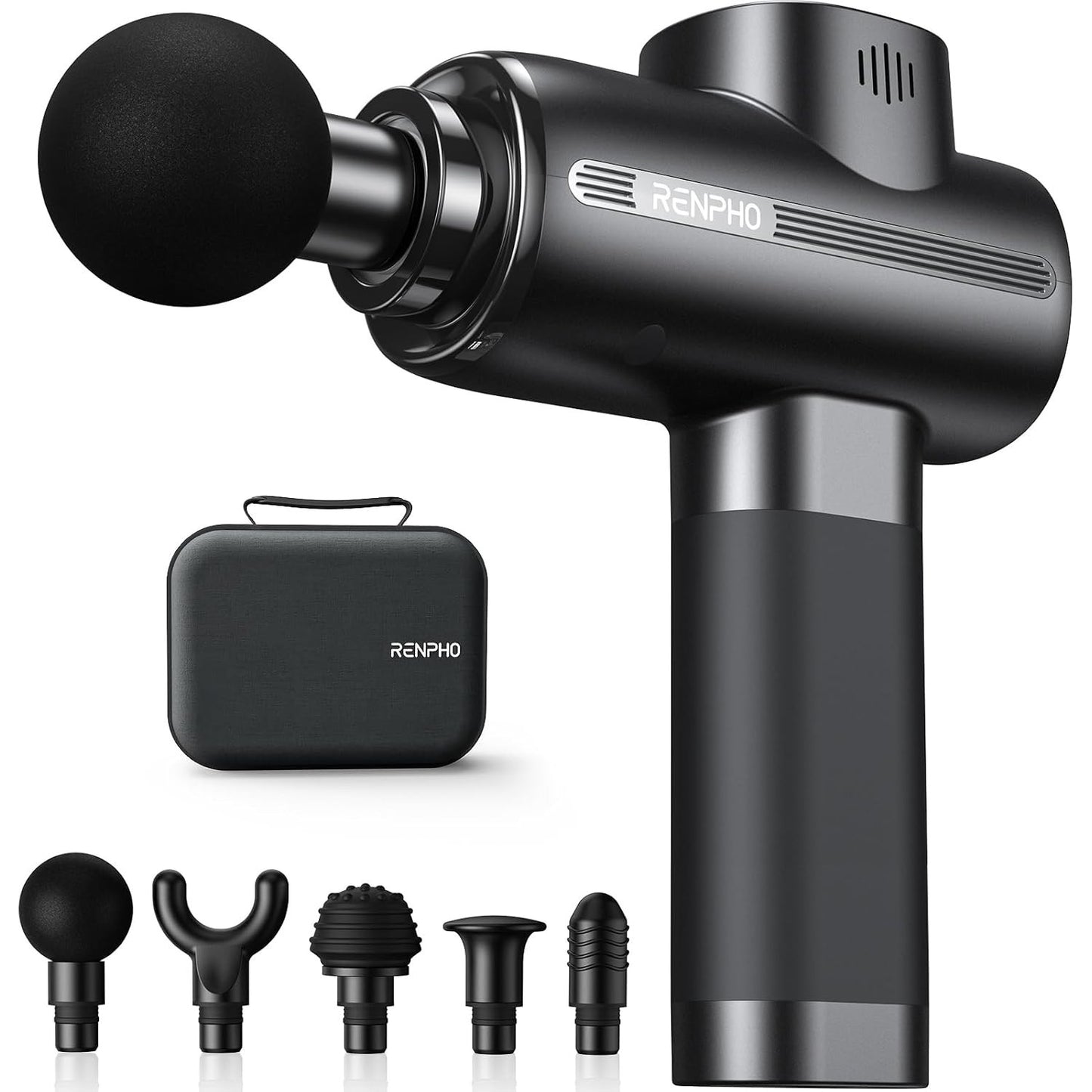 RENPHO 3200 RPM Deep Tissue Massage Gun with Case Black