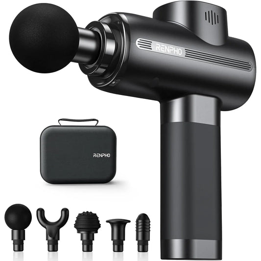 RENPHO 3200 RPM Deep Tissue Massage Gun with Case Black - Gomix Brands Outlet