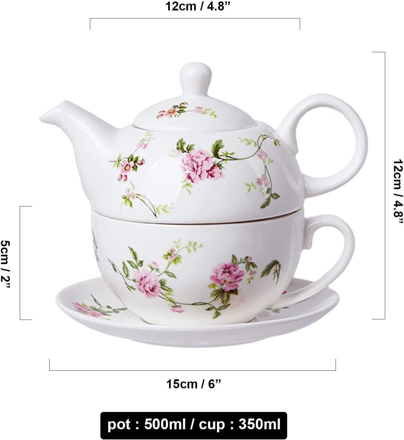 Bone China Teapot Set with 500ml Pot and 350ml Cup